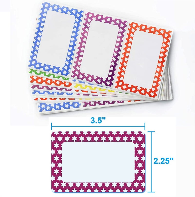 Solar-Power Plain Name Tags Stickers Colorful Star Border All Purpose Labels - 200 Stickers, Strong Adhesive (3.5 x 2.25 inch) - Image 2